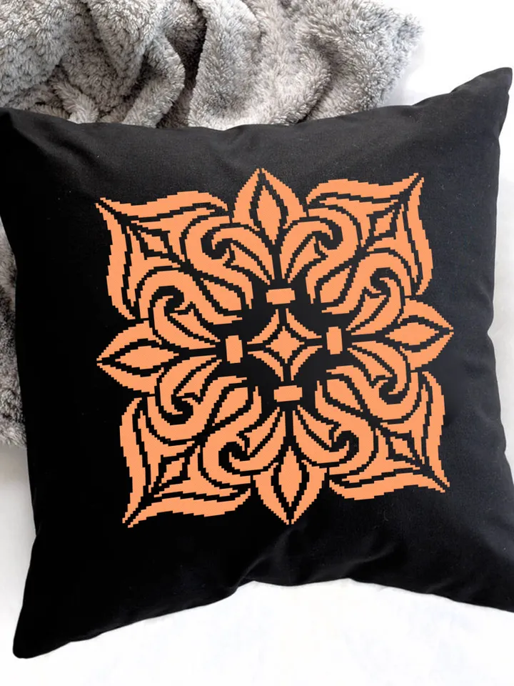 Square mandala cross stitch pattern download PDF, Easy mandala embroidery PDF, Monochrome cross stitch chart Modern quick cross stitch #M121