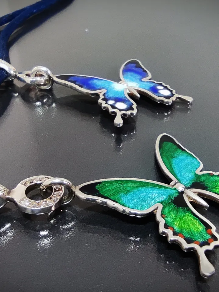Pendant colored butterfly - hot enamel