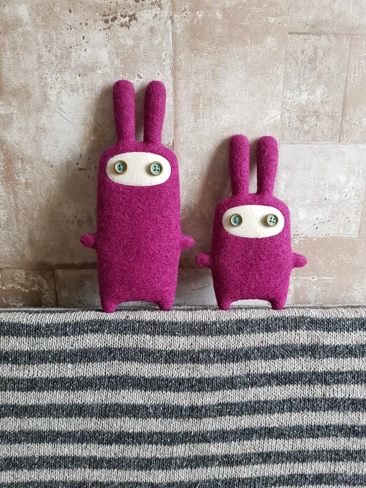 Little pink Rabbit sewing pattern PDF tutorial in English, bunny doll pattern, stuffed animal sewing diy