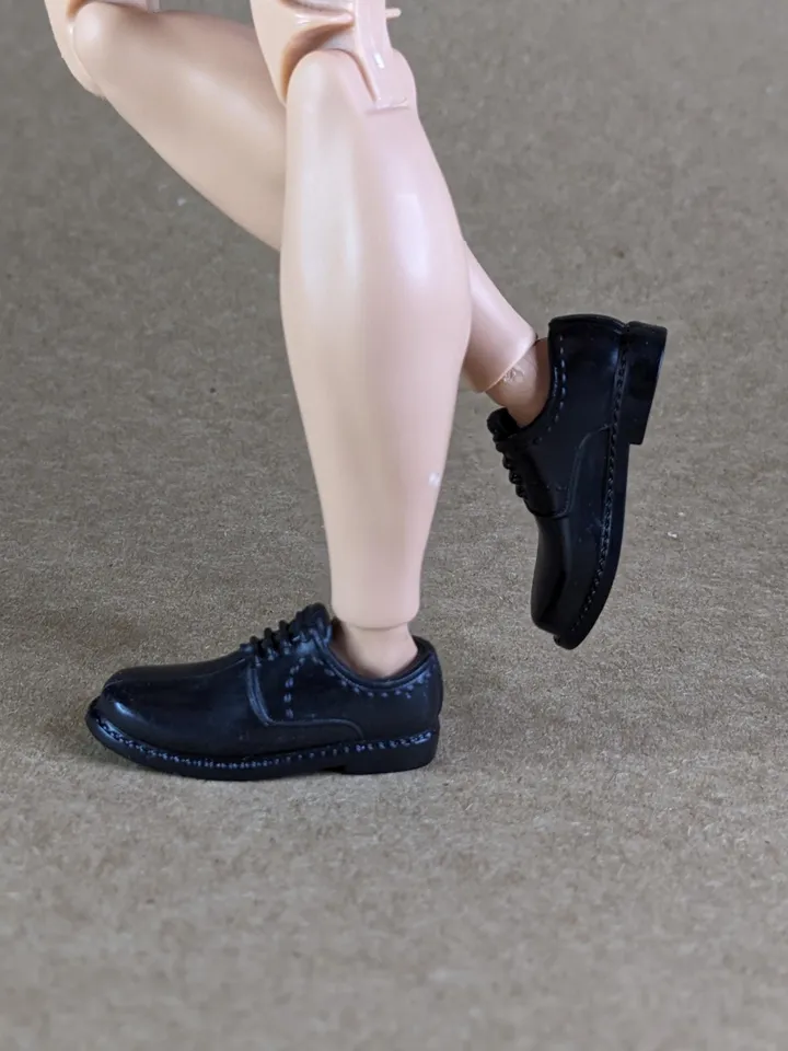 Classic black shoes  for wide feet 1/6 scale male dolls