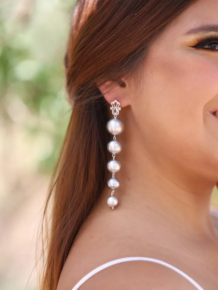 Art Deco Extra Long Pearl Wedding Earrings For Bride, Boho Bridal Earrings, Chandelier Statement Wedding Earrings, Pearl Bridal Jewelry,