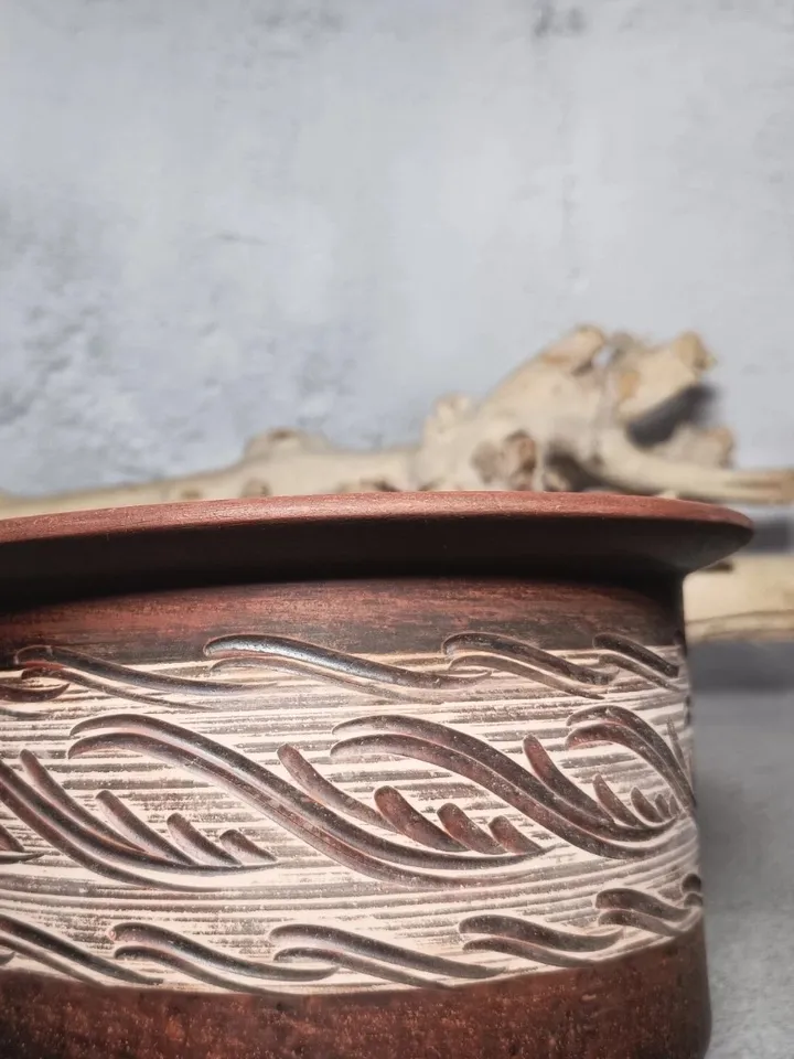 Ceramic Casserole of Red clay. Handmade pottery clay 59.83 fl.oz