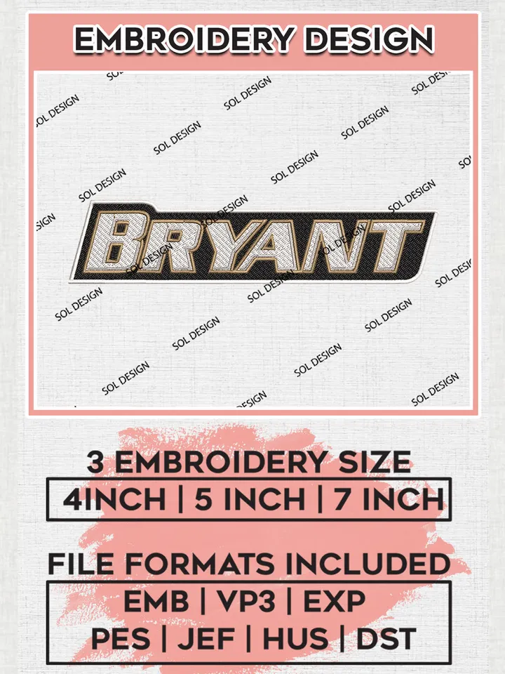NCAA Bryant Football Team Word Logo embroidery designs, NCAA Bryant Bulldogs Logo Machine embroidery files, NCAA Team Logo embroidery designs, NCAA Game Day Machine embroidery designs, Digital Download