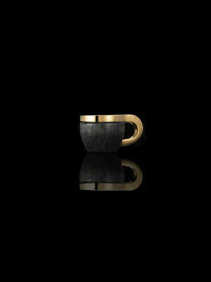 Pendant cup of coffee made of silver with gold plating.
