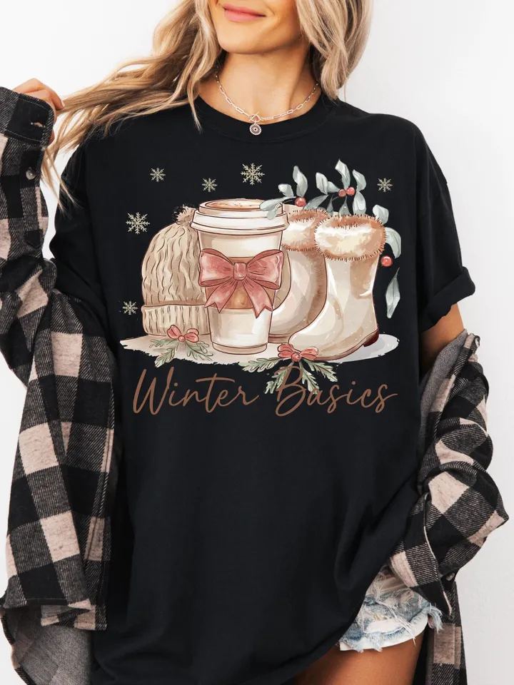 Coquette Winter Basics Png, Retro Snowman Hot Cocoa ng, Christmas Coquette Bow PNG, Winter Shirt Png, Christmas Girly Png, Cozy Winter Png