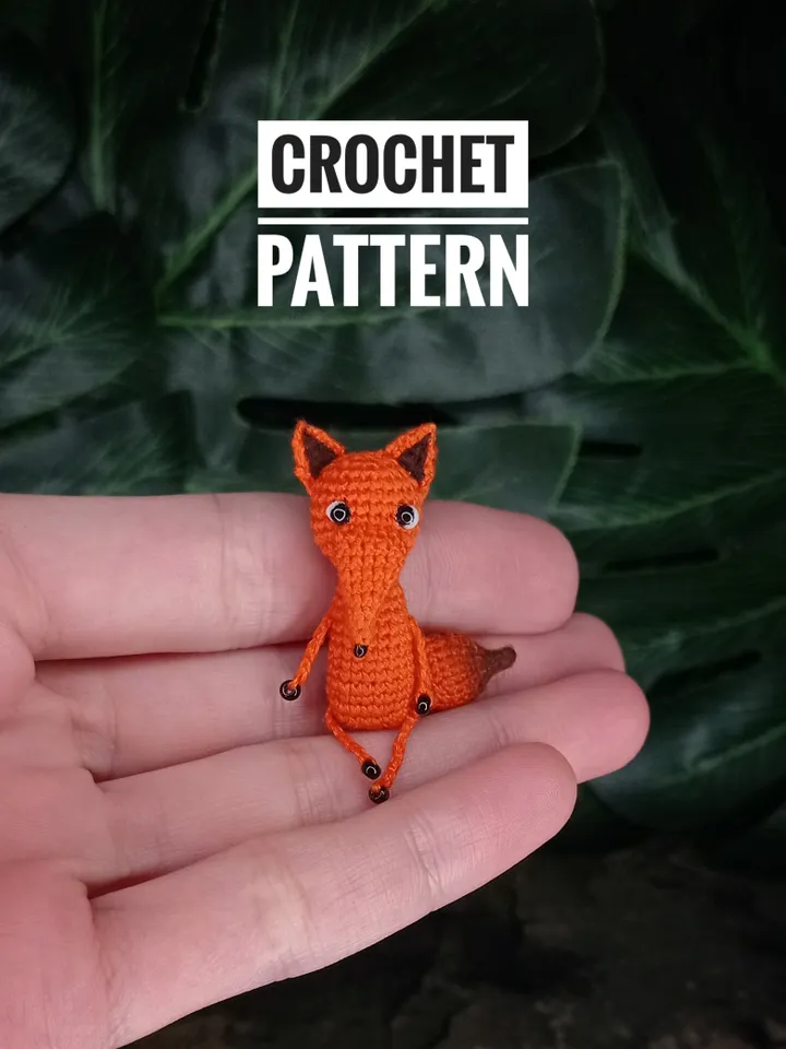 PDF crochet pattern little fox. Crochet miniature pattern. Little fox toy pattern. DIY cute toy. Pattern amigurumi