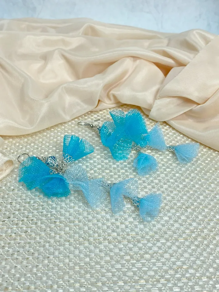 Handmade earrings. Fabric earrings. Bright earrings.