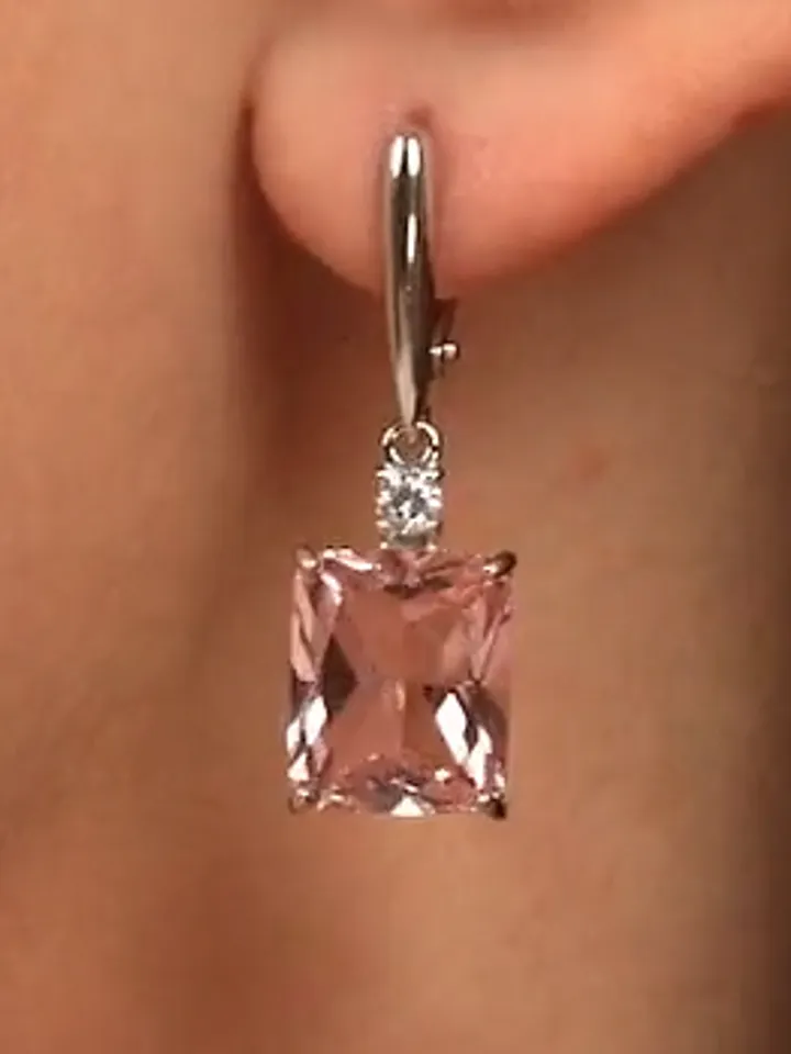 Long earrings for women 925 silver, jewelry with sitalls and cubic zirconia stones