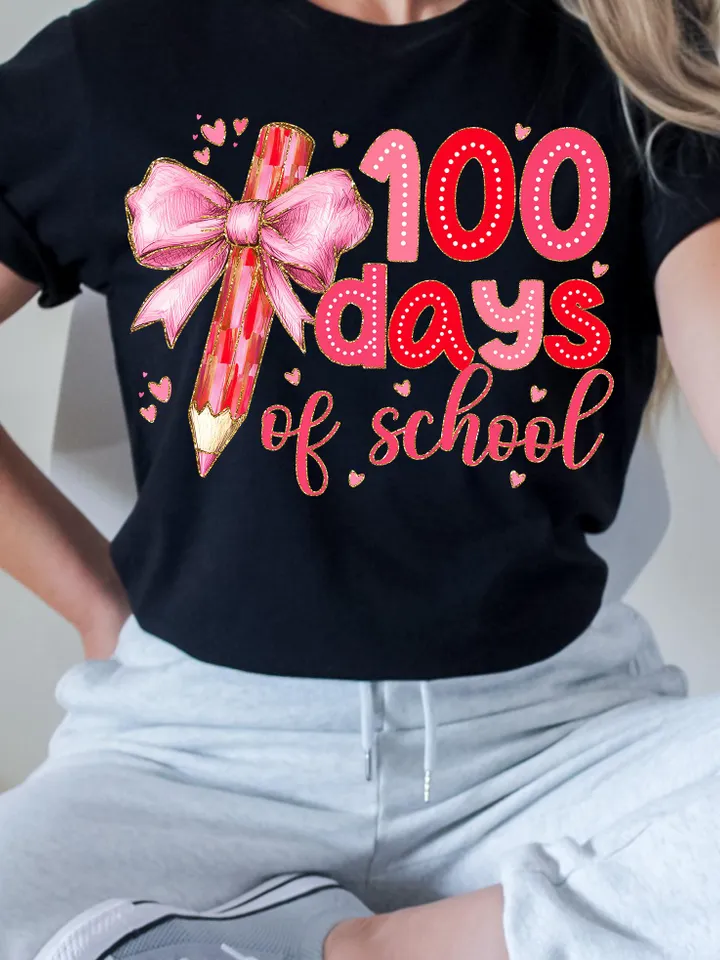 Happy 100 Days Of School Png, Coquette Bow 100 Days Png, Kids 100 Days Brighter Png, 100 Days Coquette Pencil, Teacher Png