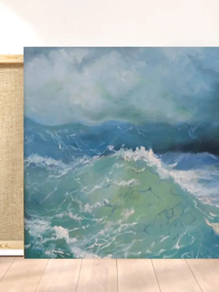 Singapore Painting Seascape Oil Original Art Keppel Bay Artwork Sea Wave Art