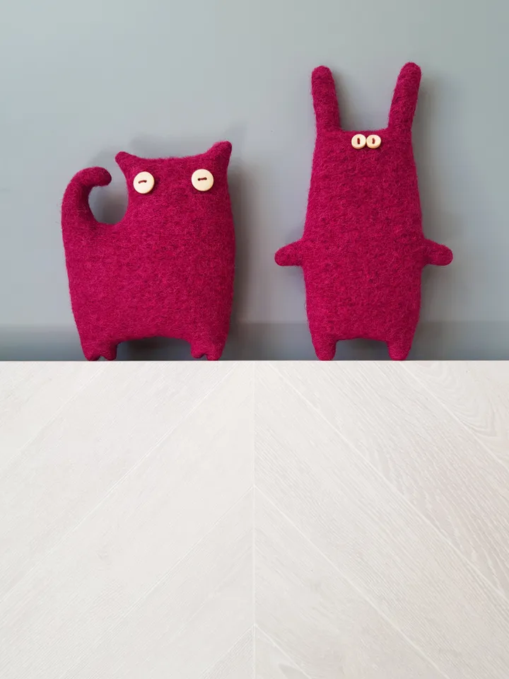 Pink cat sewing pattern pdf tutorial in English, animal doll pattern, stuffed animal sewing diy