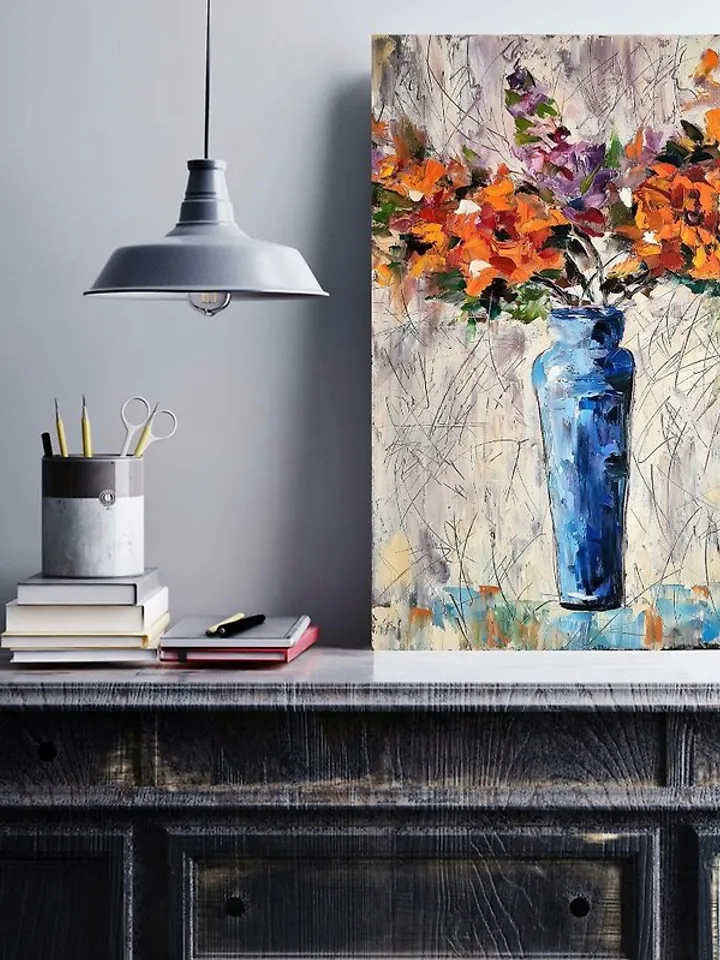 Flowers original oil painting on canvas Oil abstract painting Flowers in vase