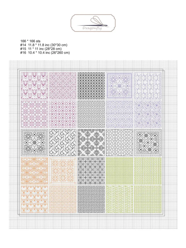 Set of Blackwork patterns - Modern - Cross Stitch Pattern - Embroidery Sampler - Carpet Cross Stitch