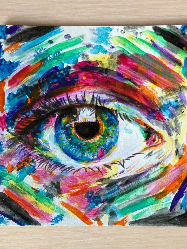 Original acrylic painting Eye pop art