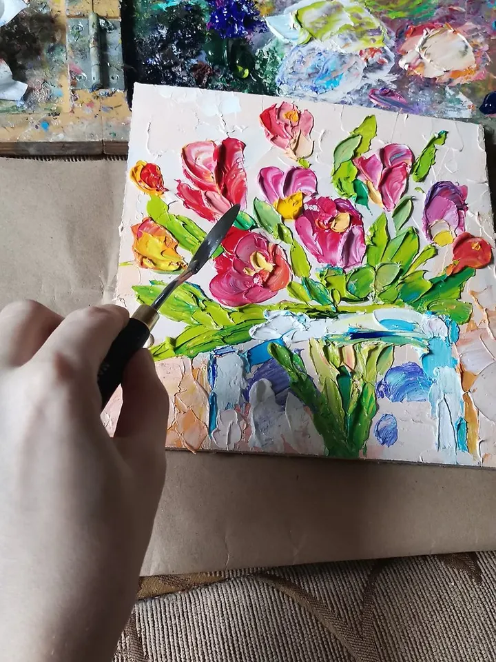 Tulip Painting Floral Original Design Flower Wall Decor Cute Poster