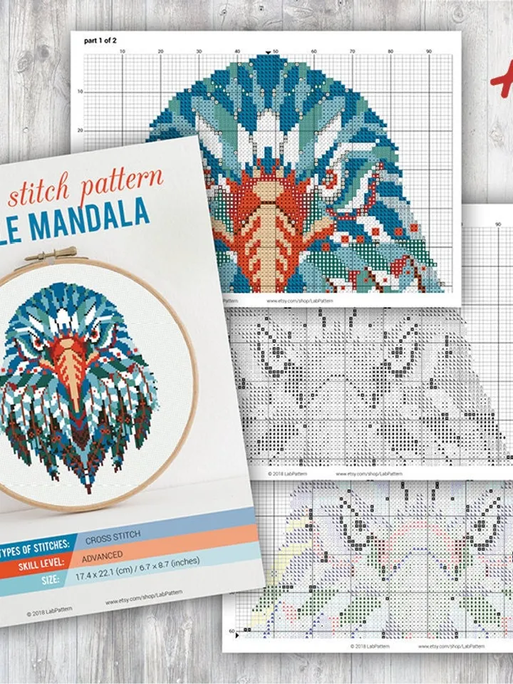 Mandala Eagle Cross stitch pattern Bird | Embroidery Pattern | Instant Download | Cross Stitch Patterns | Embroidery Designs