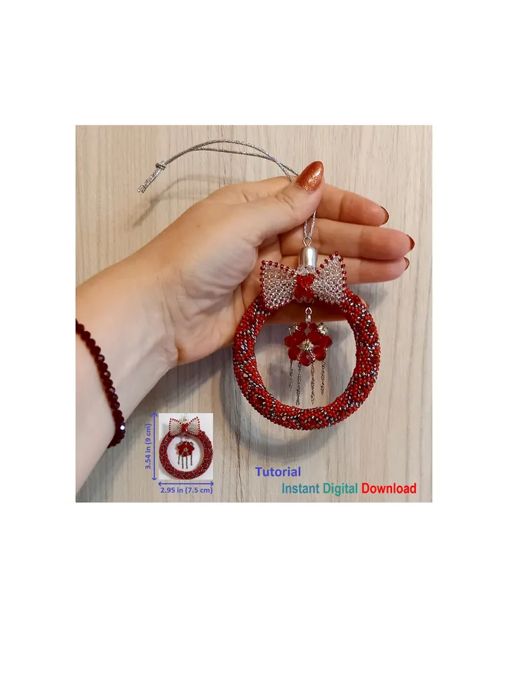 Tutorial Beading Christmas tree decoration,New Year's decor for home-office. Bead Rope, Instant Download, PDF