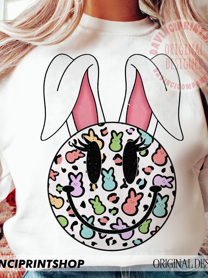 Easter png Distressed Retro Smile PNG, Easter png, Easter Bunny png, Happy Easter png, Bunny png, Easter Bunny Ears png, Sublimation design