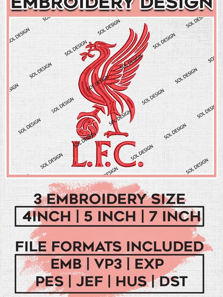 Liverpool Embroidery Designs, Premier League Embroidery, EPL Embroidery Designs, EPL Liverpool Embroidery Designs