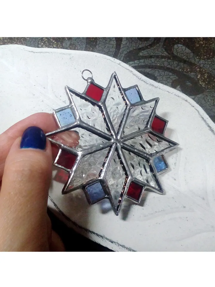 Christmas decorations, snowflake suncatcher, christmas tree star, new year tree toy, hygge christmas
