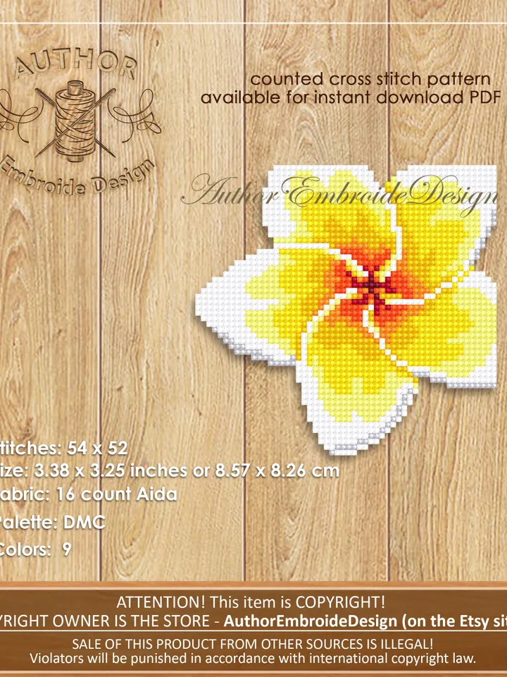 Plumeria Corner bookmark cross stitch pattern PDF download Hawaii flower cross stitch chart, Floral bookmark pattern digital for women #B317