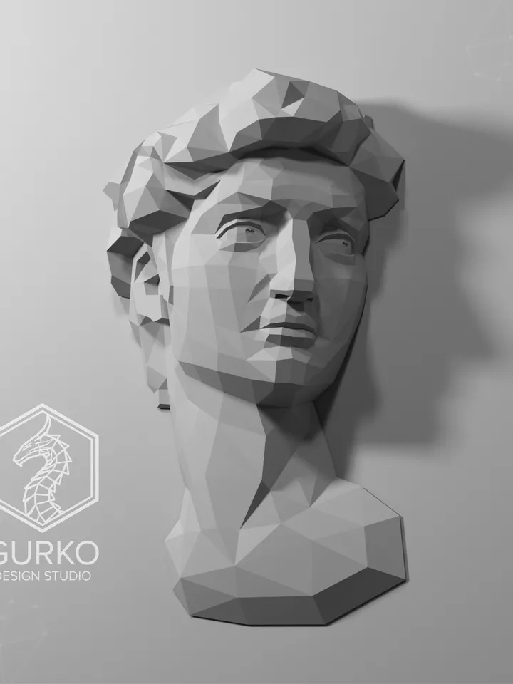 David Papercraft, Digital Template, PDF Download, Gurko, 3D Low Poly, Pepakura, DIY Origami Sculpture, Paper Decor, DIY Gift