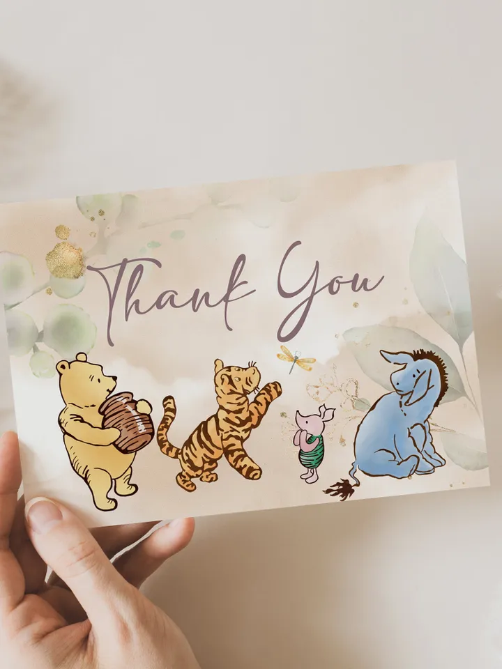 Classic Winnie Pooh Baby Shower Suite; Pink Pooh Baby Shower Template; Greenery Flowers Baby Shower Bundle; Baby Shower trend of 2023