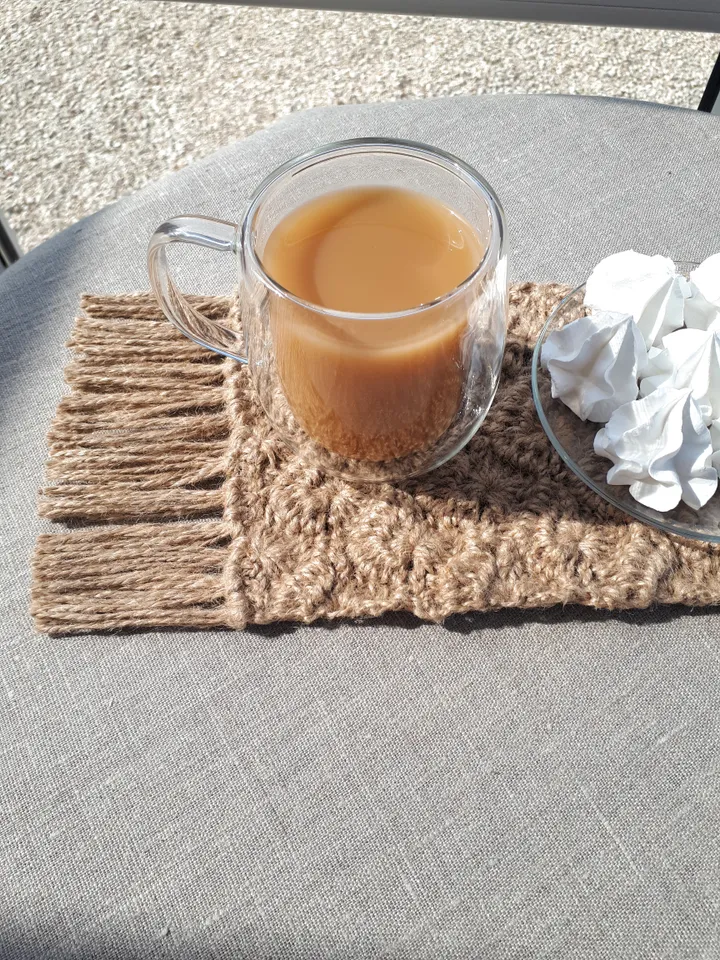 CROCHET PATTERN Coaster crochet pattern Rustic Mug Rug tutorial pdf DIY placemat digital Table mat pdf Boho crochet placemat pattern