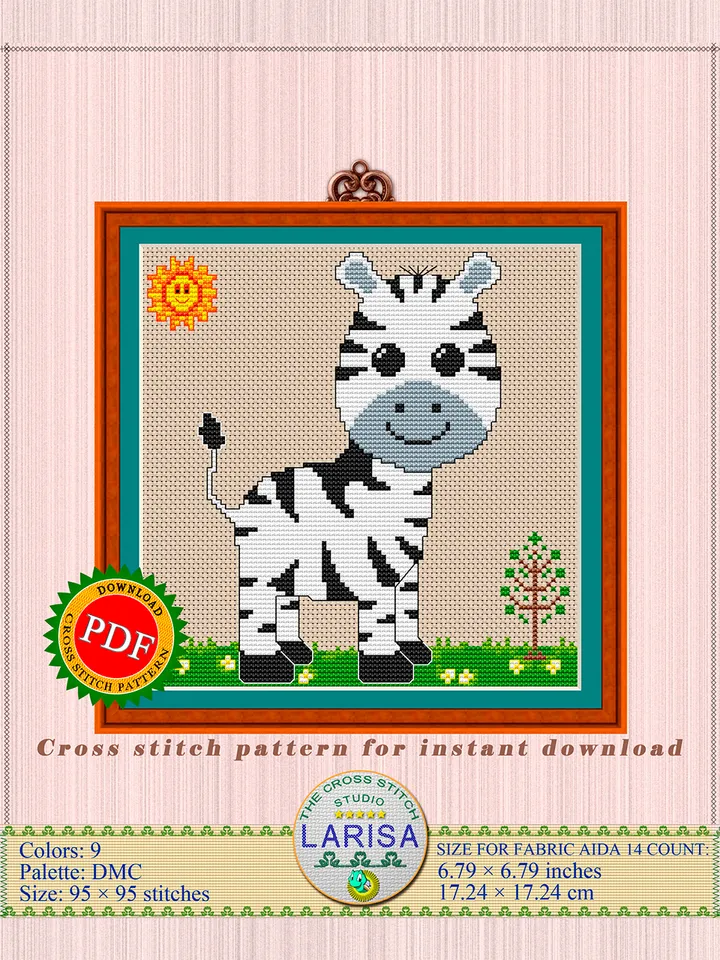 Zebra Cross Stitch Pattern | Cute Zebra Baby Pattern