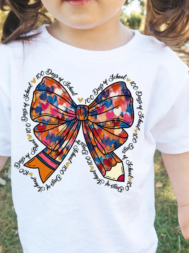 Coquette Bow 100 Days of School PNG, Colorful 100 Days of School Png, School Teacher Png, Teacher 100 Days Png Coquette Teacher Brushstrokes