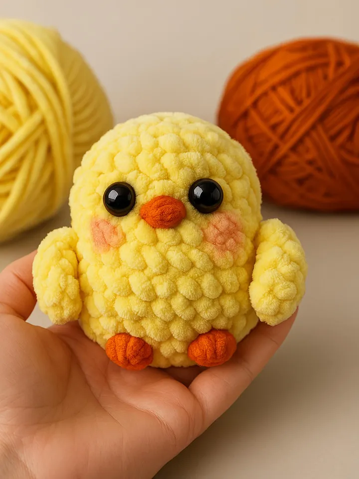 Amigurumi Chick Crochet Pattern, Plush Baby Chick PDF, DIY Easter Chicken Toy, Soft Velvet Yarn Crochet Animal, Handmade Gift