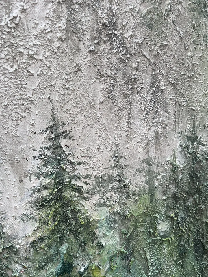 Misty Forest Painting, Textured Landscape Art, Green Forest Wall Art, 3D Canvas Art, Nature Wall Decor, Serene Forest Scene, Panoramic Art