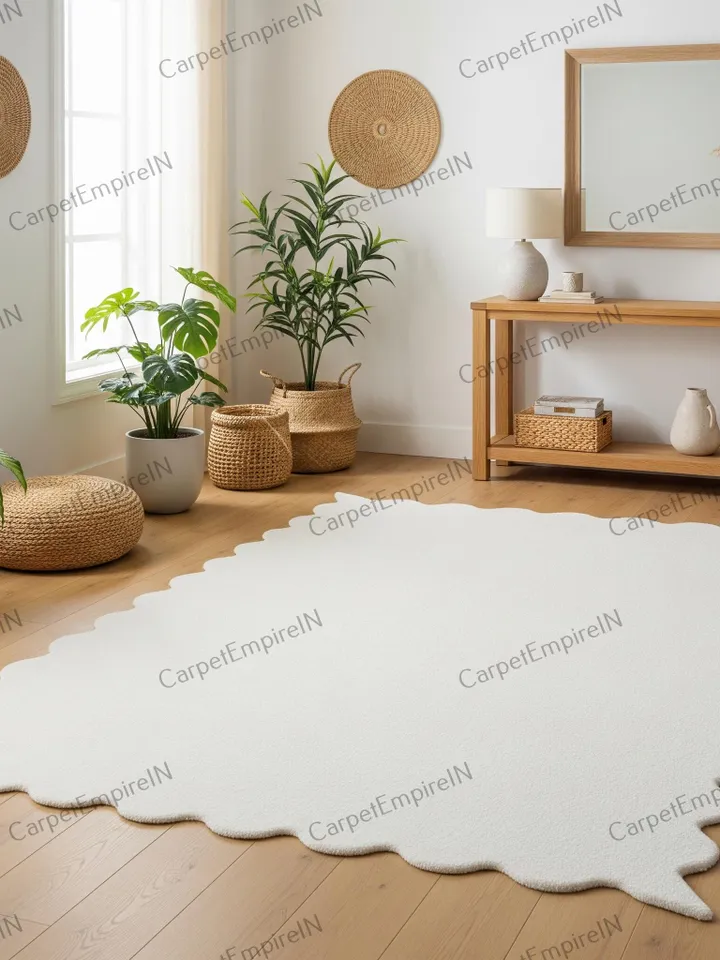 Buy Scalloped Area Rug | Modern Abstract Rug, Home Rug, Living Room Rug, Dining Decor, Bedroom Rug, Custom Rug, 3x5, 5x7, 8x10, 9x12, 10x14.