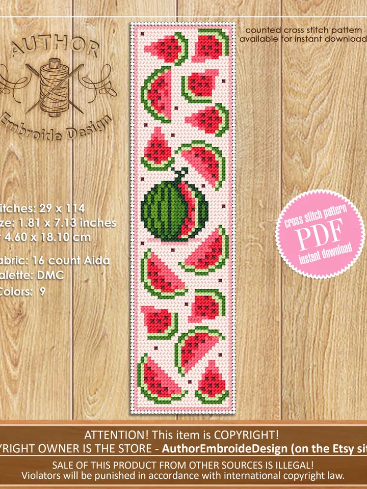 Bookmark set cross stitch pattern download PDF Handmade bookmark pattern digital PDF, Tropical fruit cross stitch Pineapple, Grapevine #B147