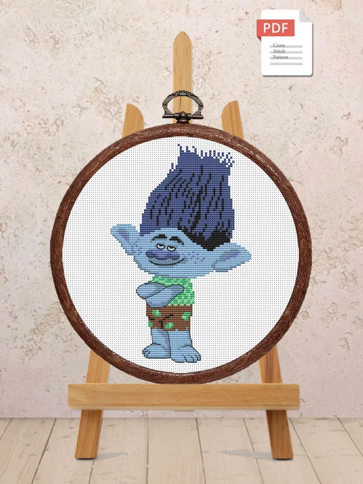 Troll Branch Cross Stitch Pattern, Movies Cross Stitch, Movie Pattern, Troll Cross Stitch Pattern, Baby Cross Stitch Patterns #bab002