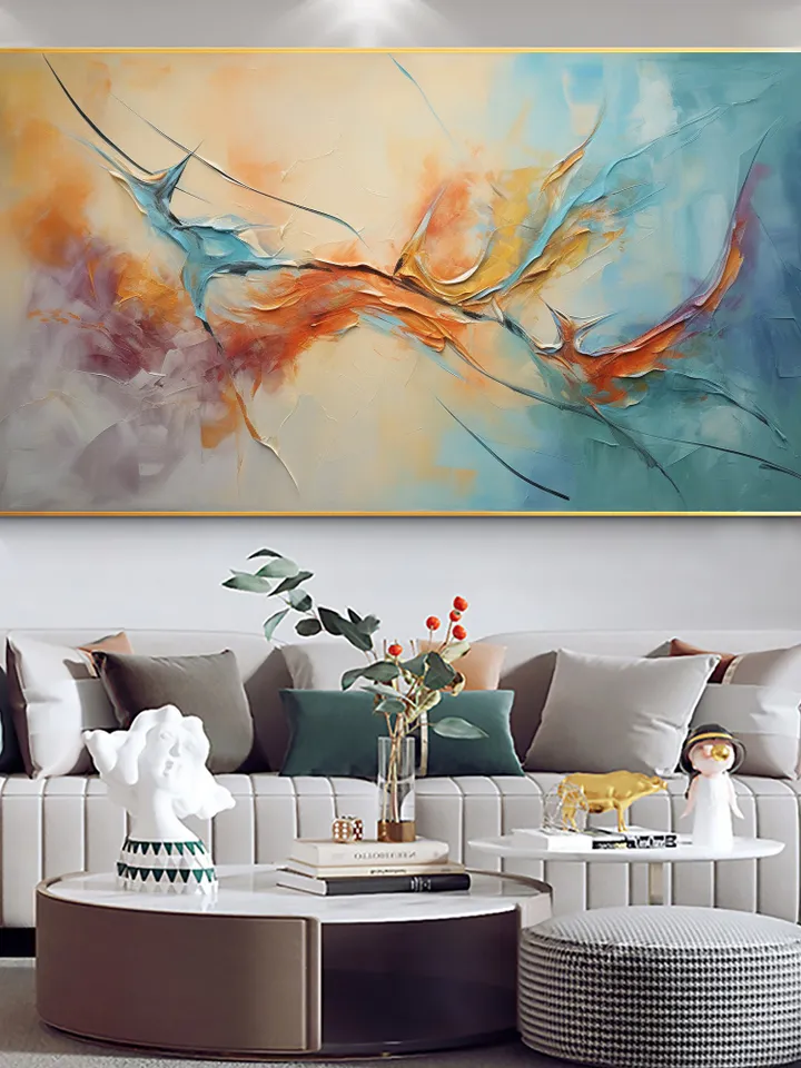 Original Framed Colorful Oil Painting On Canvas, Large Wall Art, Abstract Flowers Painting, Custom Painting, Living room Wall Art Home Decor