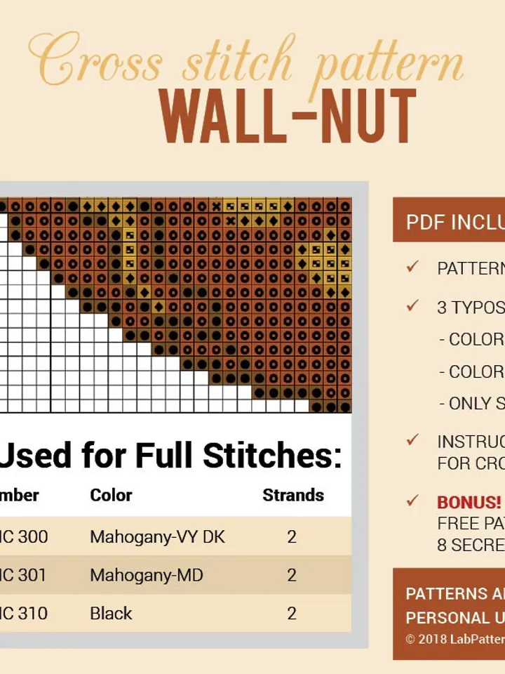 Cross stitch pattern Wall-Nut Cross stitch pattern Plants vs Zombies PDF Format Instant Download Home decor Modern