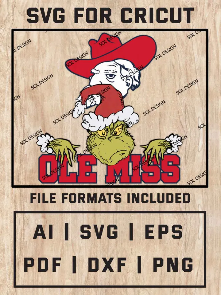 Grinch Ole Miss Rebels SVG, NCAA SVG Design, NCAA Ole Miss Rebels SVG, NCAA Rebels Cricut, Christmas Svg, Grinch svg, Digital Download