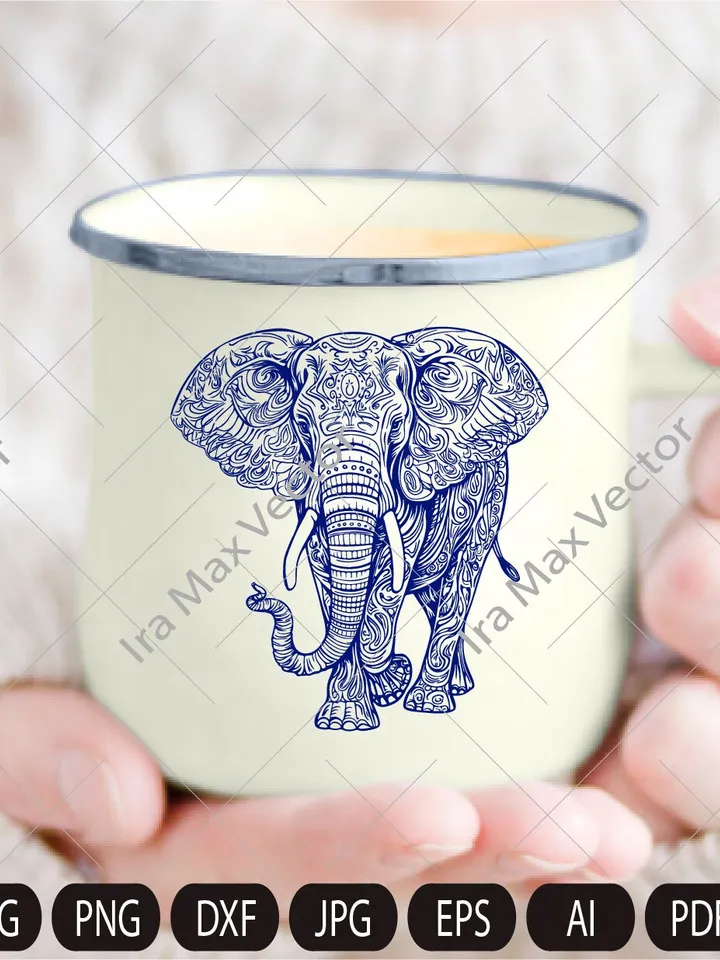 Elephant Svg, Elephant Clipart, Elephant mandala, Elephant Head, Elephant detailed , Elephant etnic, Animals Silhouette,coloring page