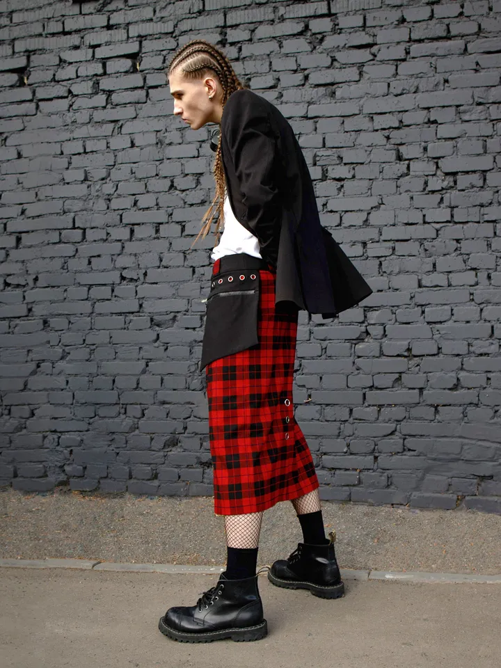 The red "Punk" Man's Skirt / modern kilt