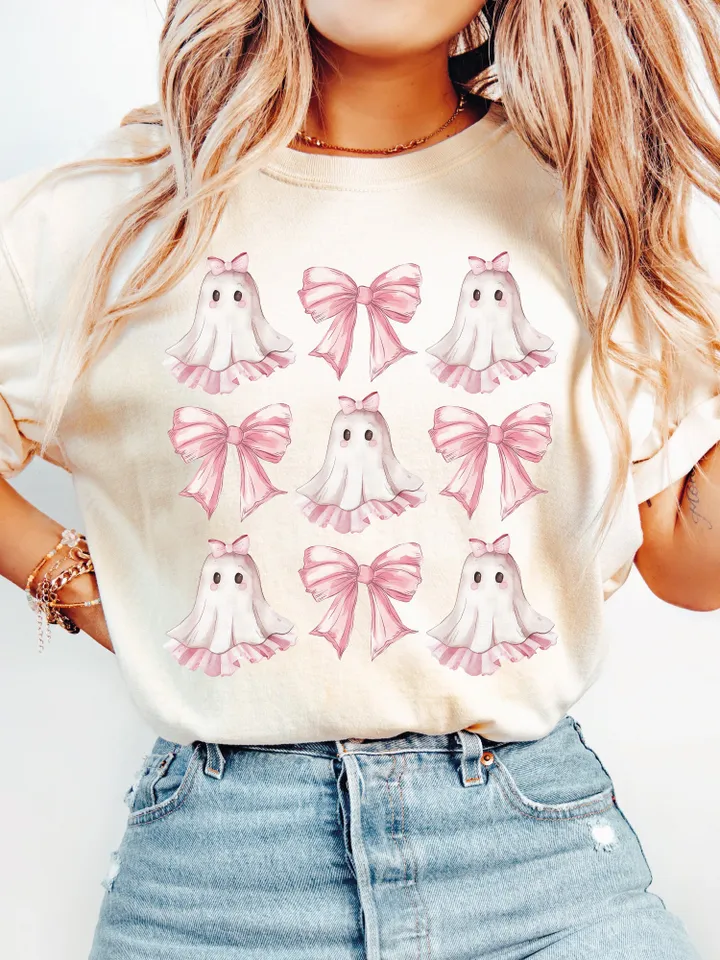 Halloween Cute Ghost png, Coquette Bow Halloween png, Halloween png, ghost png, Spooky Season png, Coquette png, Sublimation png designs