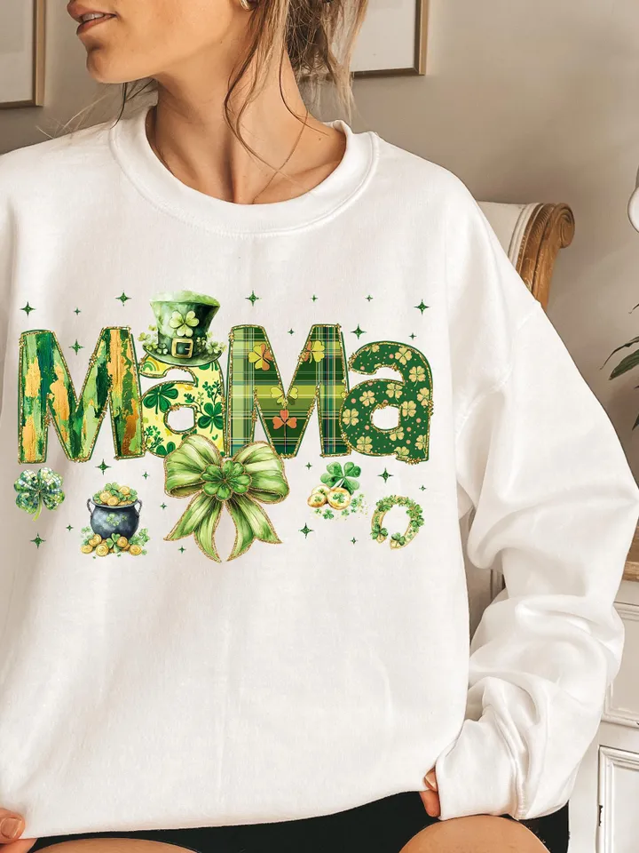 Mama St Patrick's Day PNG, Coquette Brushstroke png, Lucky Mama Png, Shamrock PNG, St Patricks Coquette Png, Lucky Charm Png,Glitter Irish