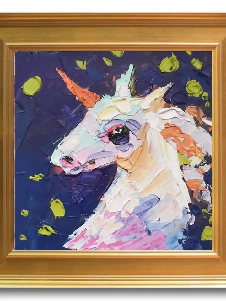 Unicorn Painting Fairy Original Art Oil Painting Wall Decor Horse Artwork