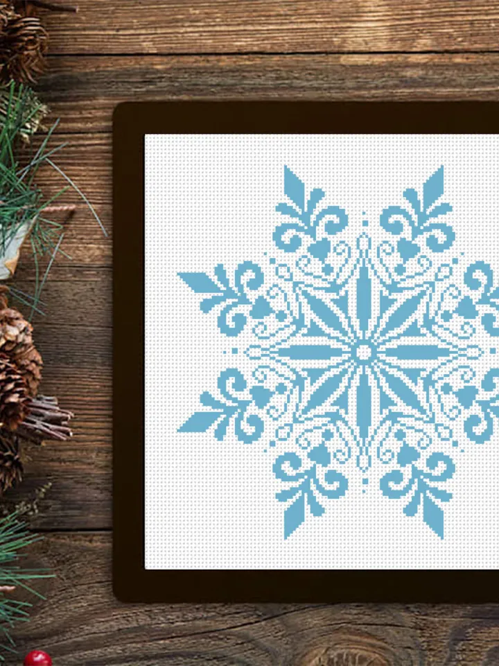 Mandala snowflake cross stitch pattern PDF download Christmas cross stitch chart, Snowflake mandala pattern digital PDF, Home decor #M240