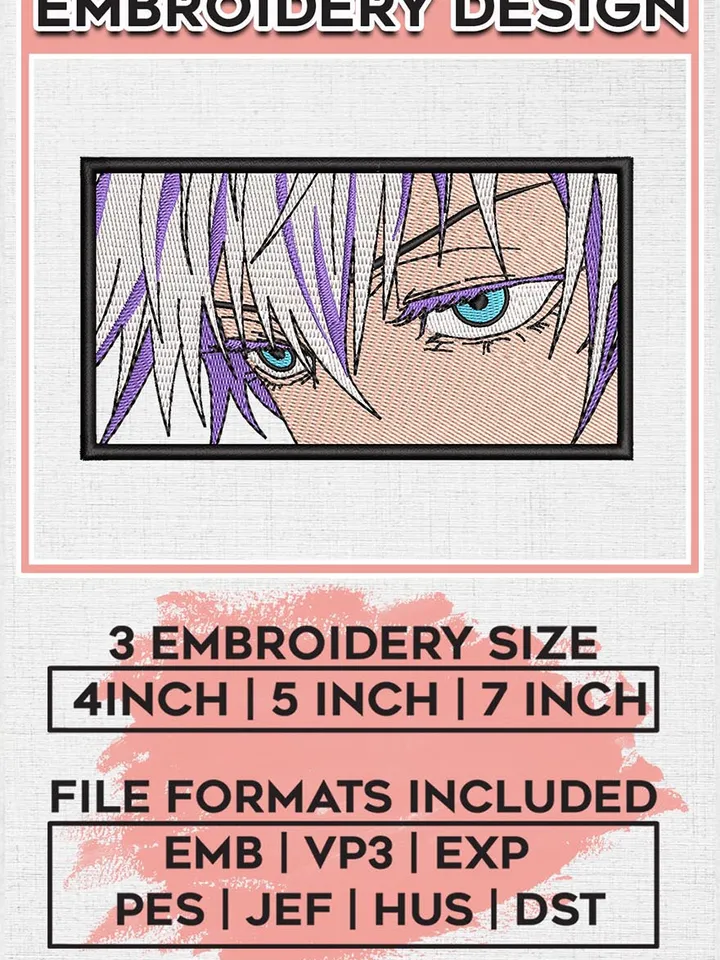 Satoru Gojo Embroidery Designs, Gojo Logo Embroidery Files, Jujutsu Kaisen Machine Embroidery Pattern, Digital Download EMB_ANIME_59