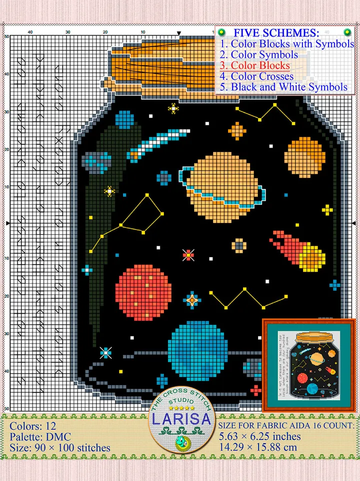 Galaxy Cross Stitch Pattern | Galactic Jar | Explore the Cosmos