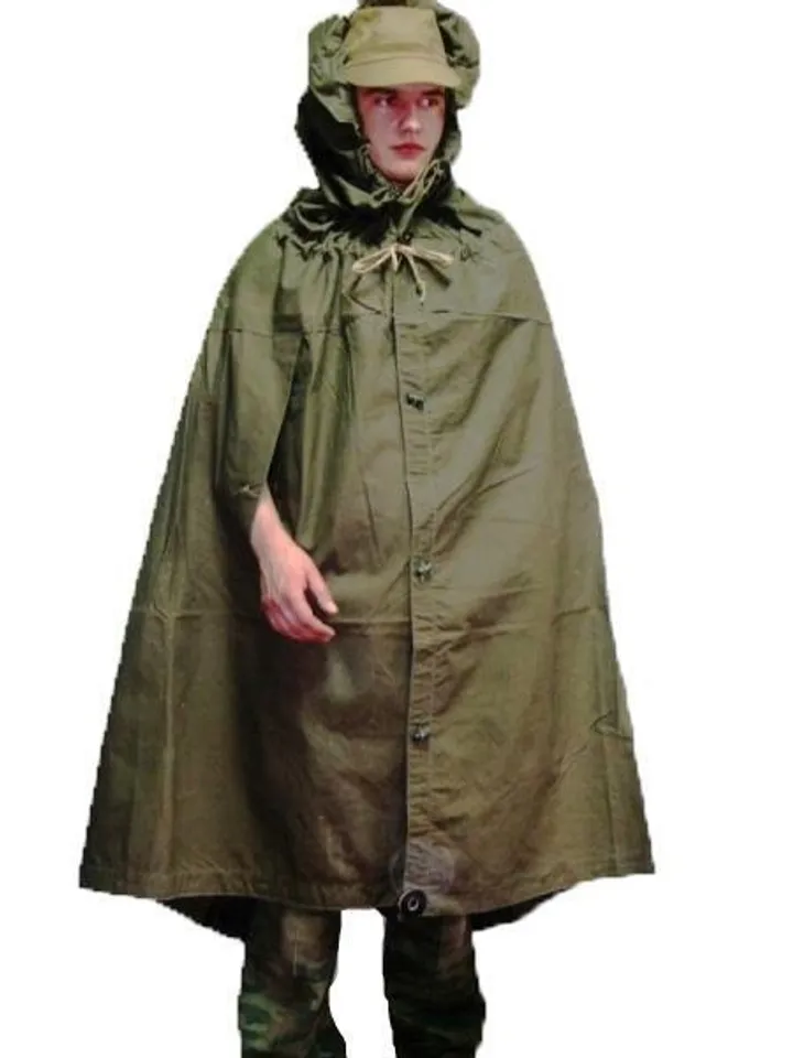 Military Russian Army Soviet Soldiers Cloak Tent Poncho Hooded Rain Coat USSR