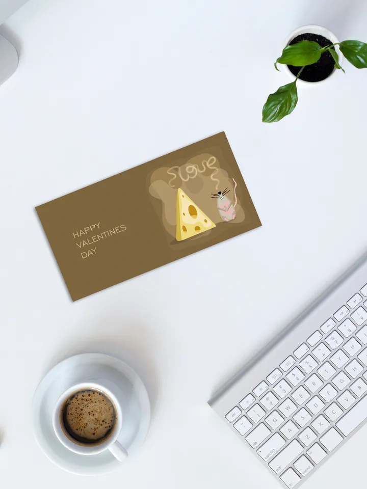 Postcard Mouse and cheese love