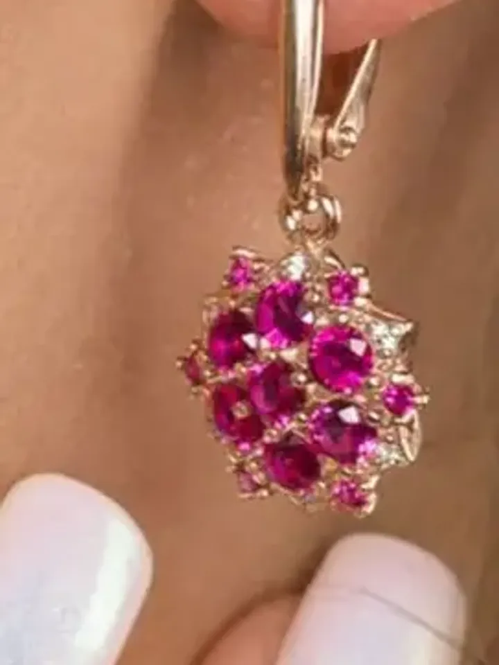 Women's earrings silver 925 with spinel and cubic zirconia