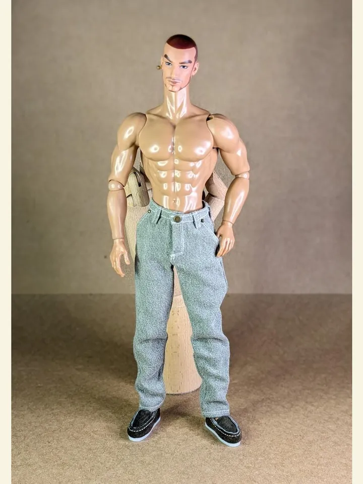 Realistic handmade khaki jeans for 13 inch fashion male doll (Adonis doll)